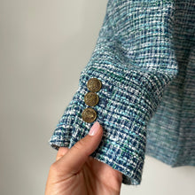 Load image into Gallery viewer, LOFT Tweed Notch Lapel Lined Double Breasted Blazer Blue 10