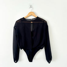 Load image into Gallery viewer, Aritzia Wilfred Talmont Sheer Sheer Chiffon Bodysuit Black XS