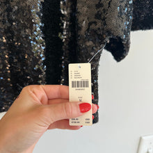 Load image into Gallery viewer, Anthropologie Sequin Embellished Short Sleeve Crop Top Black M NWT
