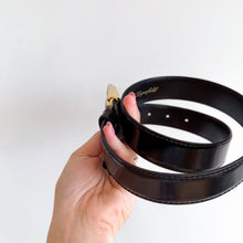Load image into Gallery viewer, Vintage Karl Lagerfeld Paris Leather Logo Plate Buckle Adjustable Belt Black L