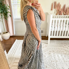 Load image into Gallery viewer, ST. JOHN Collection Threaded Sleeveless Gown Metallic Silver