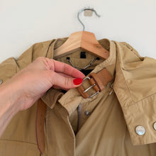Load image into Gallery viewer, Belstaff Zip Up Utility Long Waxed Field Jacket British Khaki