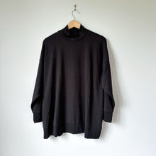 Load image into Gallery viewer, Eileen Fisher Stretch Jersey Knit Mock Neck Long Sleeve Top Black M
