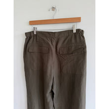 Load image into Gallery viewer, Vince Mid-Rise Drawstring Waist Wide Leg Utility Pants Olive Green L