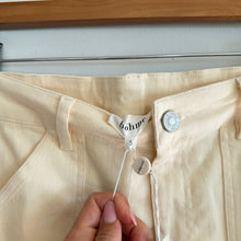 Load image into Gallery viewer, Böhme Khloe Denim Front Slit Cargo Pockets Midi Skirt Cream S NWT