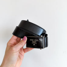 Load image into Gallery viewer, PRADA Saffiano Leather Classic Adjustable Slide Buckle Belt Black 44