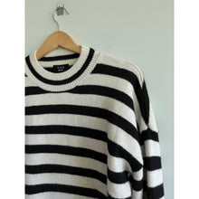 Load image into Gallery viewer, Vici Dont Mind Me Striped Knit Crew Neck Pullover Sweater Black White M