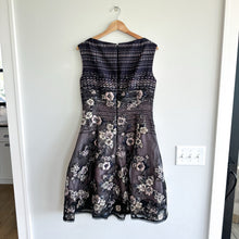 Load image into Gallery viewer, TALBOT RUNHOF Flared Metallic Floral Jacquard Sleeveless Dress Purple 10