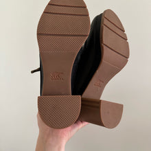 Load image into Gallery viewer, NEW SOREL Blake Lace Up Block Heel Leather Ankle Bootie Black/Brown 5