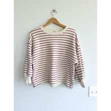 Load image into Gallery viewer, Perfectwhitetee Niall Striped French Terry 3/4 Sleeve Sweatshirt Red White S