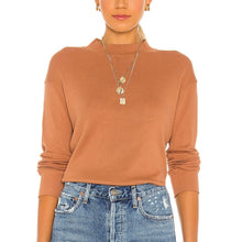 Load image into Gallery viewer, Monrow Thermal Mock Neck Seamed Sweatshirt in Caramel S