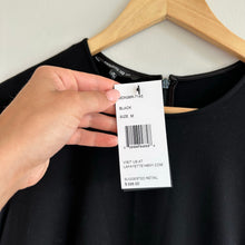 Load image into Gallery viewer, Lafayette 148 New York Faux Leather Short Sleeve A-Line Dress Black M NWT