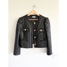 Load image into Gallery viewer, J. Society Quilted Vegan Leather Gold Button Front Casual Jacket Black M