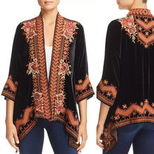 Load image into Gallery viewer, Johnny Was Elim Velvet Draped Embroidered Kimono Cardigan S NWT