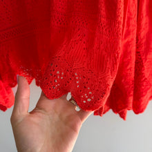 Load image into Gallery viewer, Free People Once Upon A Time Lace Bell Sleeve Blouse Red M