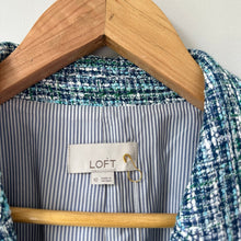 Load image into Gallery viewer, LOFT Tweed Notch Lapel Lined Double Breasted Blazer Blue 10