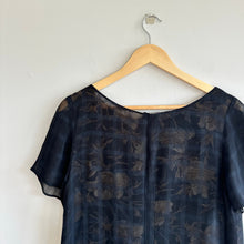 Load image into Gallery viewer, Vintage GALA Silk Sheer Floral Overlay Short Sleeve Mini Dress Black S