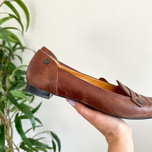 Load image into Gallery viewer, Tod's Leather Slip On Square Toe Penny Loafer Flats Brown 39.5 $495