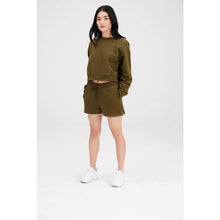 Load image into Gallery viewer, Girlfriend Collective Crewneck Long Sleeve Cropped Pullover Sweatshirt Green M