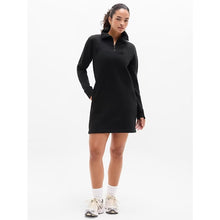 Load image into Gallery viewer, Athleta Allure 1/4 Zip Long Sleeve Mock Neck Mini Dress Black M NWT