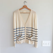Load image into Gallery viewer, Boy. Band of Outsiders Silk Cashmere Blend Striped Cardigan Sweater Cream M