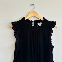 Load image into Gallery viewer, J. Crew Velvet Tiered Flutter Sleeveless Knee Length Dress Black 6