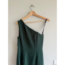 Load image into Gallery viewer, Shoshanna Margo Hunter Midnight Crepe Front Slit Maxi Dress Green 4