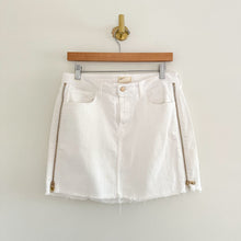 Load image into Gallery viewer, L'Agence Allegra Side Zipper Denim Raw Hem Mini Skirt White 30