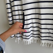 Load image into Gallery viewer, Lily Pulitzer Crestwood Striped Fringe Hem Pullover Sweater White Navy S