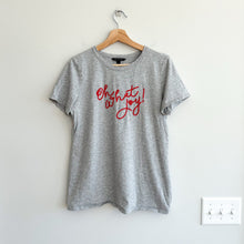 Load image into Gallery viewer, Banana Republic "Oh What Joy" Embroidered Graphic Short Sleeve Shirt Gray M