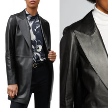 Load image into Gallery viewer, Lafayette 148 New York Kourt Plonge Lambskin Jacket Black L