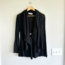 Load image into Gallery viewer, Laurie B Open Waterfall Draped Front Ribbed Knit Long Sleeve Cardigan Black M