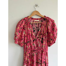 Load image into Gallery viewer, Ulla Johnson Sanna Floral Print Split Neck Mini Dress Pink 6