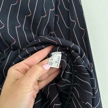 Load image into Gallery viewer, OTTOD'AME Patterned Long Sleeve V-Neck Midi Dress Navy 6