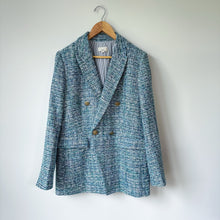 Load image into Gallery viewer, LOFT Tweed Notch Lapel Lined Double Breasted Blazer Blue 10