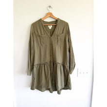 Load image into Gallery viewer, Anthropologie Maeve Katie Gauze Cotton V-Neck Long Sleeve Tunic Dress Green 4