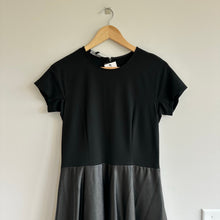 Load image into Gallery viewer, Lafayette 148 New York Faux Leather Short Sleeve A-Line Dress Black M NWT