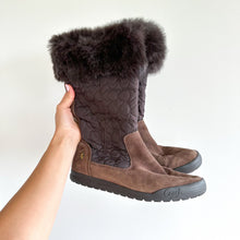 Load image into Gallery viewer, Coach Talen Suede Fur Cuff Boot Brown 8M