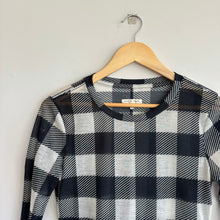 Load image into Gallery viewer, Rag & Bone Buffalo Check Long Sleeve Classic Tee Black White S