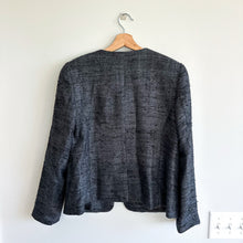 Load image into Gallery viewer, Eileen Fisher Matka Silk Metallic Open Front Blazer Charcoal Gray 8