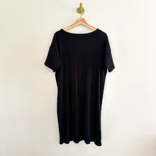 Load image into Gallery viewer, Eileen Fisher Ribbed Bateau Neck Short Sleeve Dress Black M