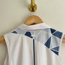 Load image into Gallery viewer, Slazenger Colorblock Print Sleeveless Golf Polo Shirt White/Blue XS