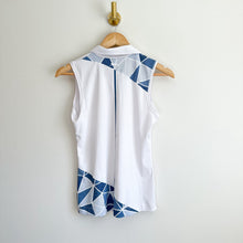 Load image into Gallery viewer, Slazenger Colorblock Print Sleeveless Golf Polo Shirt White/Blue XS