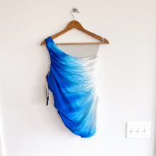 Load image into Gallery viewer, La Blanca Ocean Oasis Shirred One-Shoulder One Piece Swimsuit Blue White 12 NWT
