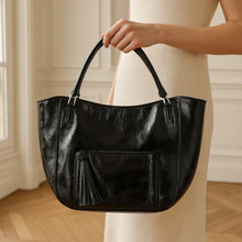 Load image into Gallery viewer, Anya Hindmarch Patent Leather Tassel Tote Bag Black with Dust Bag