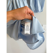 Load image into Gallery viewer, Wayf Leighton Poplin 3/4 Sleeve V-Neck Mini Dress Blue XS