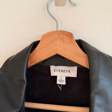 Load image into Gallery viewer, Evereve Elliott Faux Leather Button Front Collared Tiered Midi Dress Black S