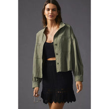 Load image into Gallery viewer, Sanctuary Keystone Collared Button Front Utility Shirt Jacket Green S