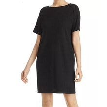 Load image into Gallery viewer, Eileen Fisher Ribbed Bateau Neck Short Sleeve Dress Black M