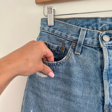 Load image into Gallery viewer, Levi's 501 Distressed High Rise Button-Fly Denim Straight Jeans Blue 24